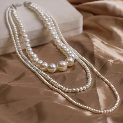 Korean fashion pearl necklace European and American retro jewelry multi-layer long necklace sweater chain
