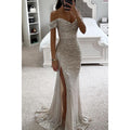 Party Sequin One-Shoulder Slit Dress INS Casual Fashion Dress for Women