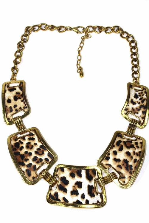 Ensemble Collier Pendentif Motif Léopard