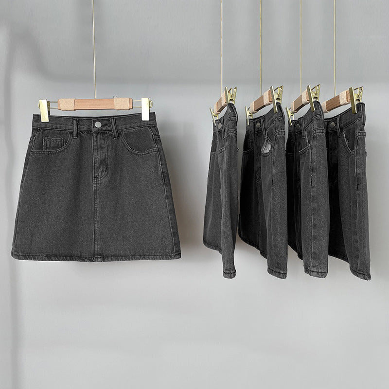 High waisted denim skirt for women