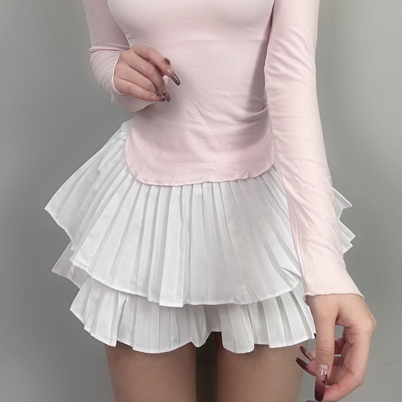 High waisted pleated half skirt pants for women