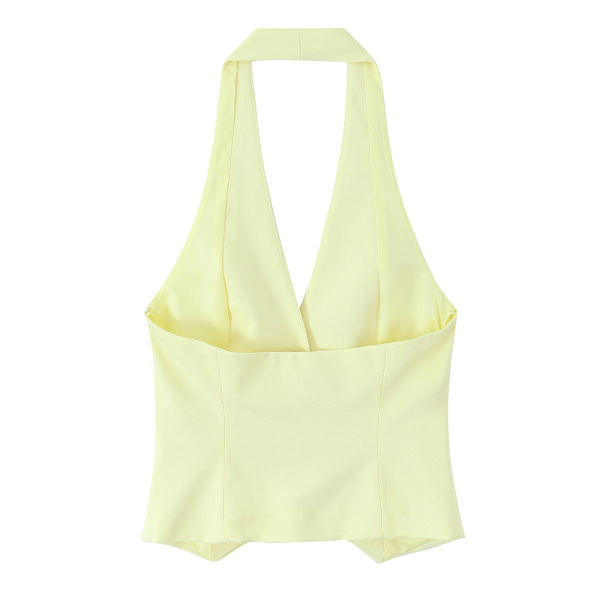 Neck collar vest style top+loose pleated pants set for women