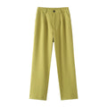 Striped straight leg casual pants for women