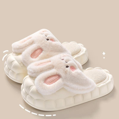 Removable Rabbit Cotton Slippers Women Wear New Winter Home Thick Soled Wool Shoes