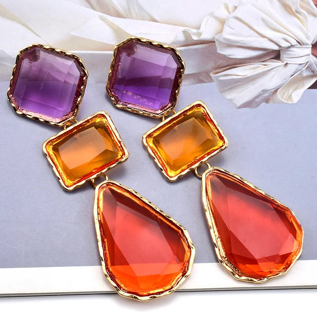 High-Quality Clear Pure Resin Drop Earrings Statement Hot Selling Metal Fashion Jewelry Accessories For Women