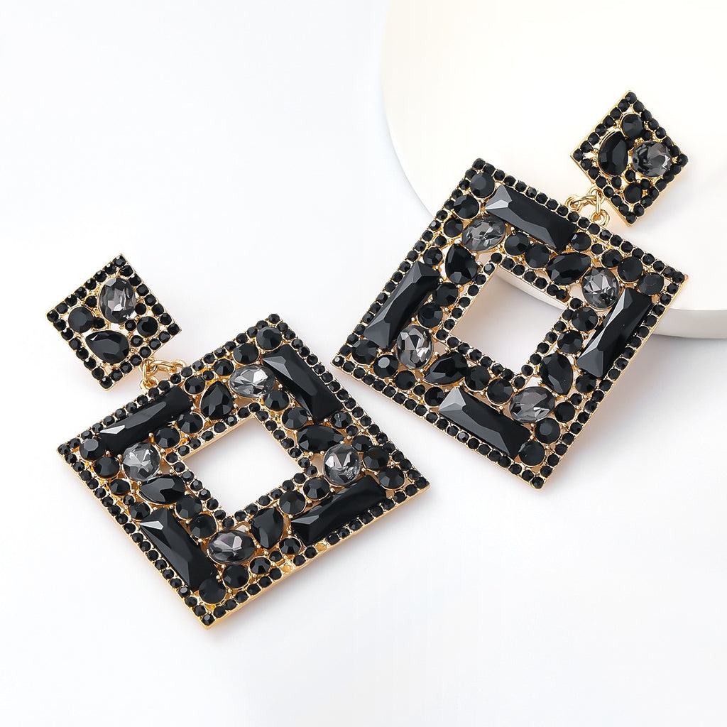 Boutique Fashion Women Glass Crystal Big Dangle Earrings For Women Fashion Jewelry Trendy Lady's Statement Earrings Accessories