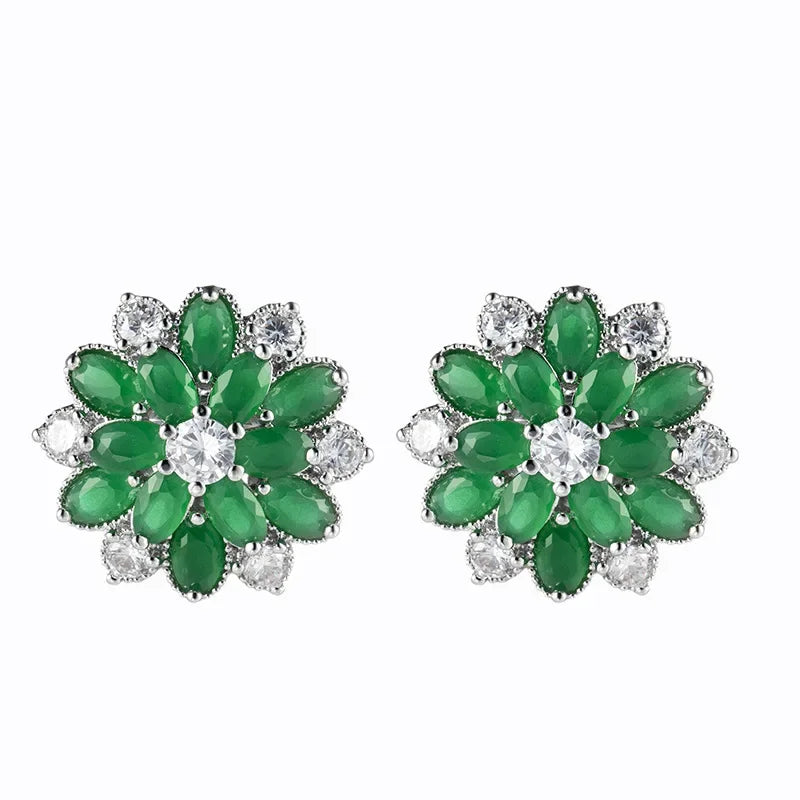 Luxury Rainbow Jewelry Colorful Crystal Zircon Earrings for Women Clip Earrings Without Ear Hole