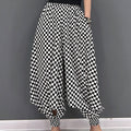 Summer New Fashion Casual Pants High Waist Loose Slim Check Harlan Pants Women