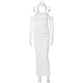 Fashionable and sexy strapless dress with mesh sleeves for women
