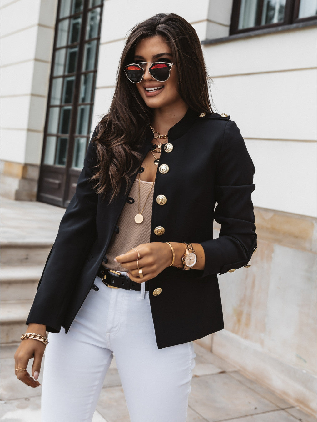 Copy of Fashionable Long Sleeve Fitted Buttoned Blazer Short Jacket