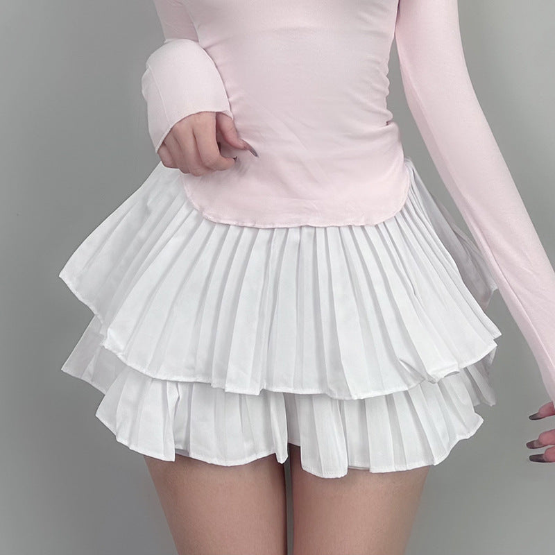 High waisted pleated half skirt pants for women