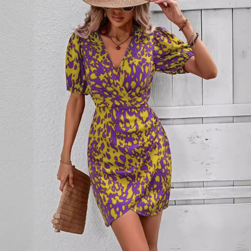 Waist collection printed dress for women