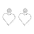 Fashion Big Heart Crystal Rhinestone Drop Earrings for Women Shiny Silver Color Geometric Dangle Earrings Jewelry Gifts