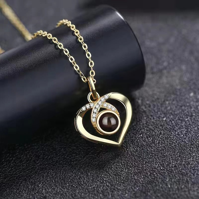 Personalized Photo Projection Necklace Custom Projection Photos Necklace Jewelry Heart Love Memorial Anniversary Gift For Women