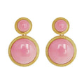 Three-dimensional craft design inlaid pink enamel round earrings temperament exquisite charm ladies jewelry accessories