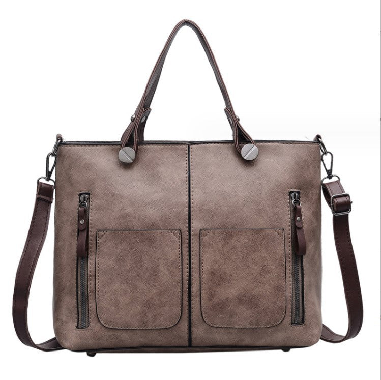 European and American fashion shoulder bag for women large capacity retro women's tote bag simple diagonal cross bag