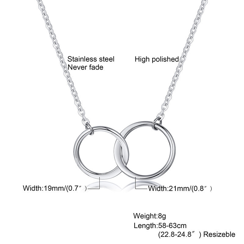Interlocking Metal Accessories Tail Chain Stainless Steel Ring Necklace Steel Color Women