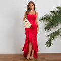 Sexy camisole ruffled slit dress for women