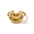 Trendy Stainless Steel Lip Design Finger Rings Gold Color Ring Plated Occident Jewelry Women Gift