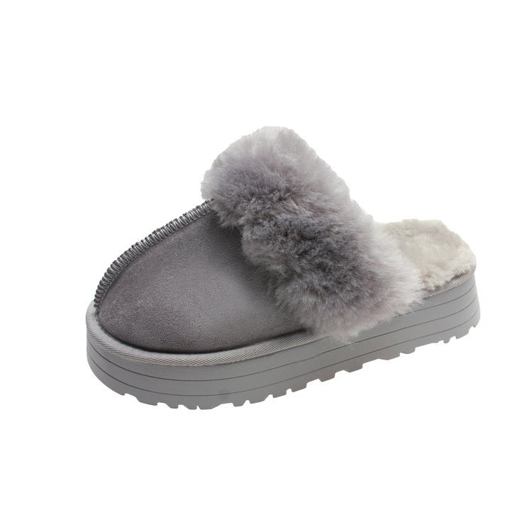 Winter Brand Plush Cotton Slippers Women Flats Shoes Platform Casual Home Suede Fur Slippers for Women