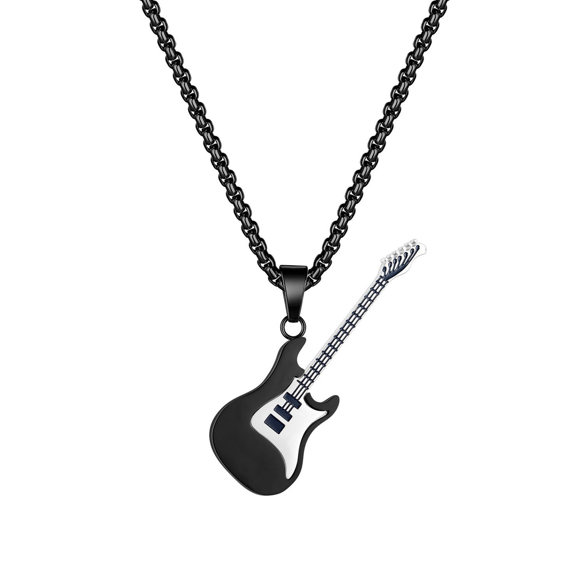 Hip Hop Stainless Steel Guitar Pendant Street Classic Fashion Male Titanium Necklace