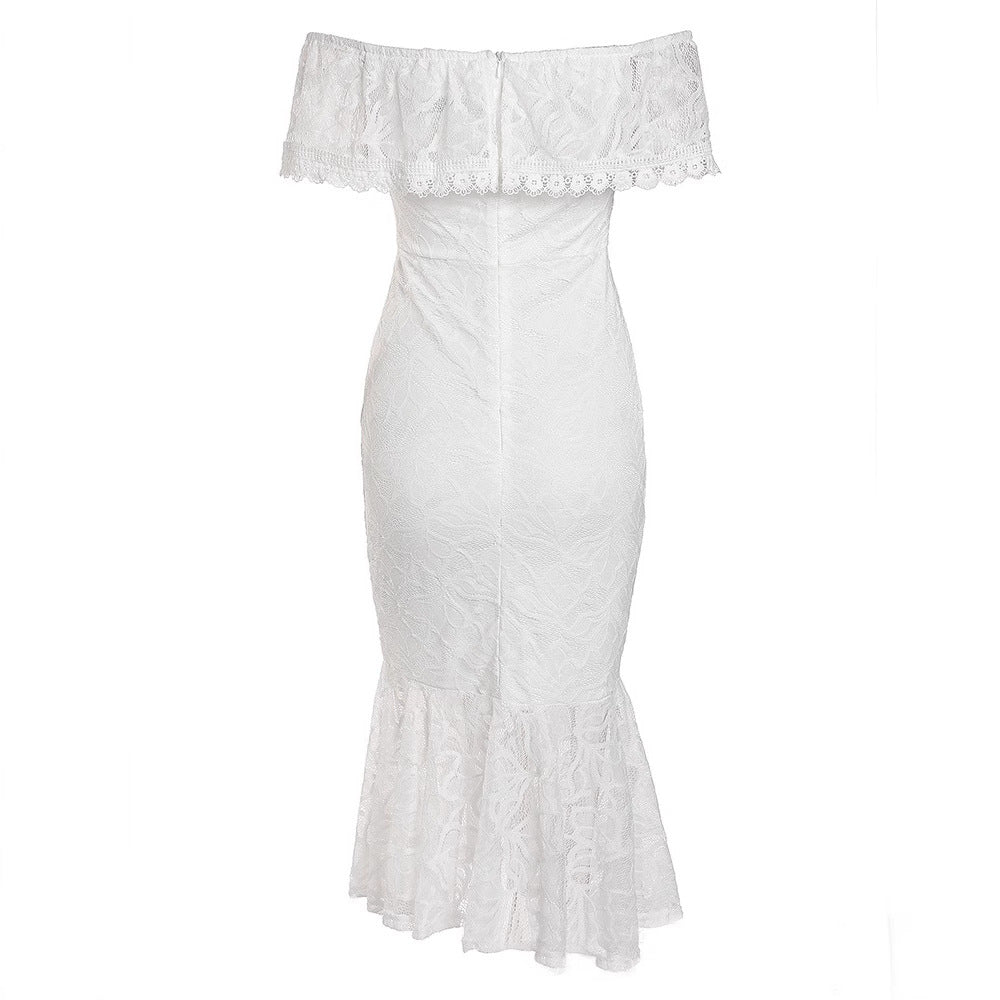 Elegant One-Shoulder Lace Bodycon Sexy Evening Dress for Women, Formal Cocktail Gown