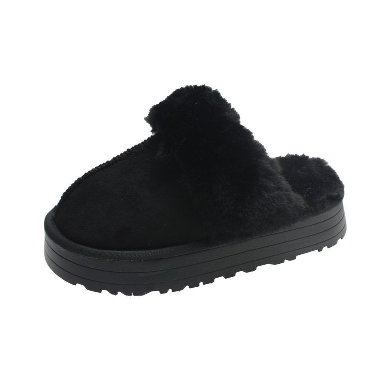 Winter Brand Plush Cotton Slippers Women Flats Shoes Platform Casual Home Suede Fur Slippers for Women