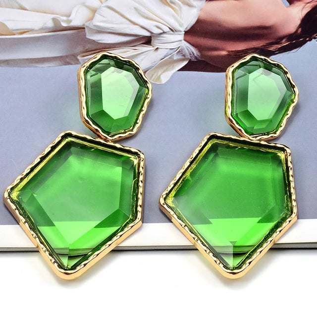 High-Quality Clear Pure Resin Drop Earrings Statement Hot Selling Metal Fashion Jewelry Accessories For Women
