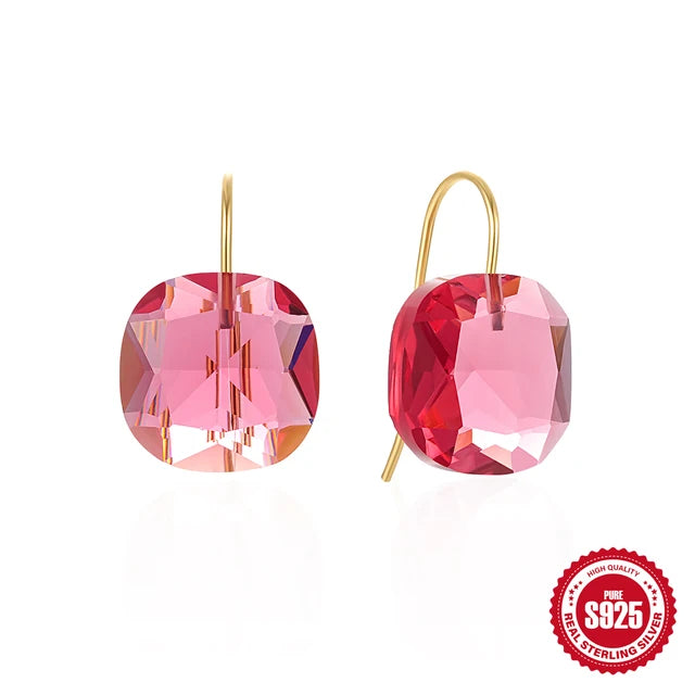 Luxury Crystal Zircon Stud Earrings for Women s925 Sterling Silver Simple Piercing Hook Earrings Exquisite Jewelry Gifts