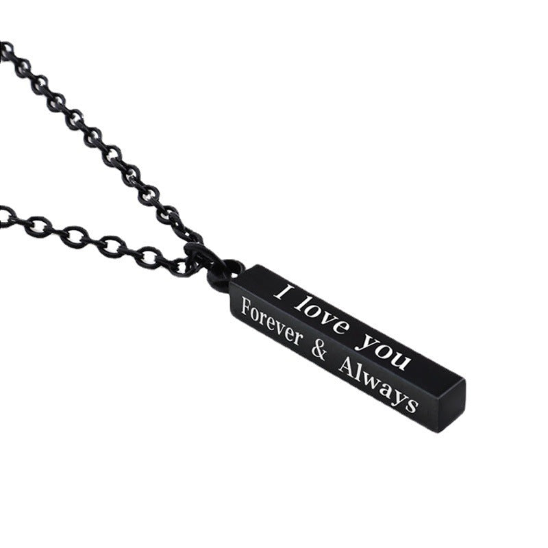 Stainless Steel Wishing Column Pendant Necklace Black Silver Gold Column Necklace Lovers Jewelry