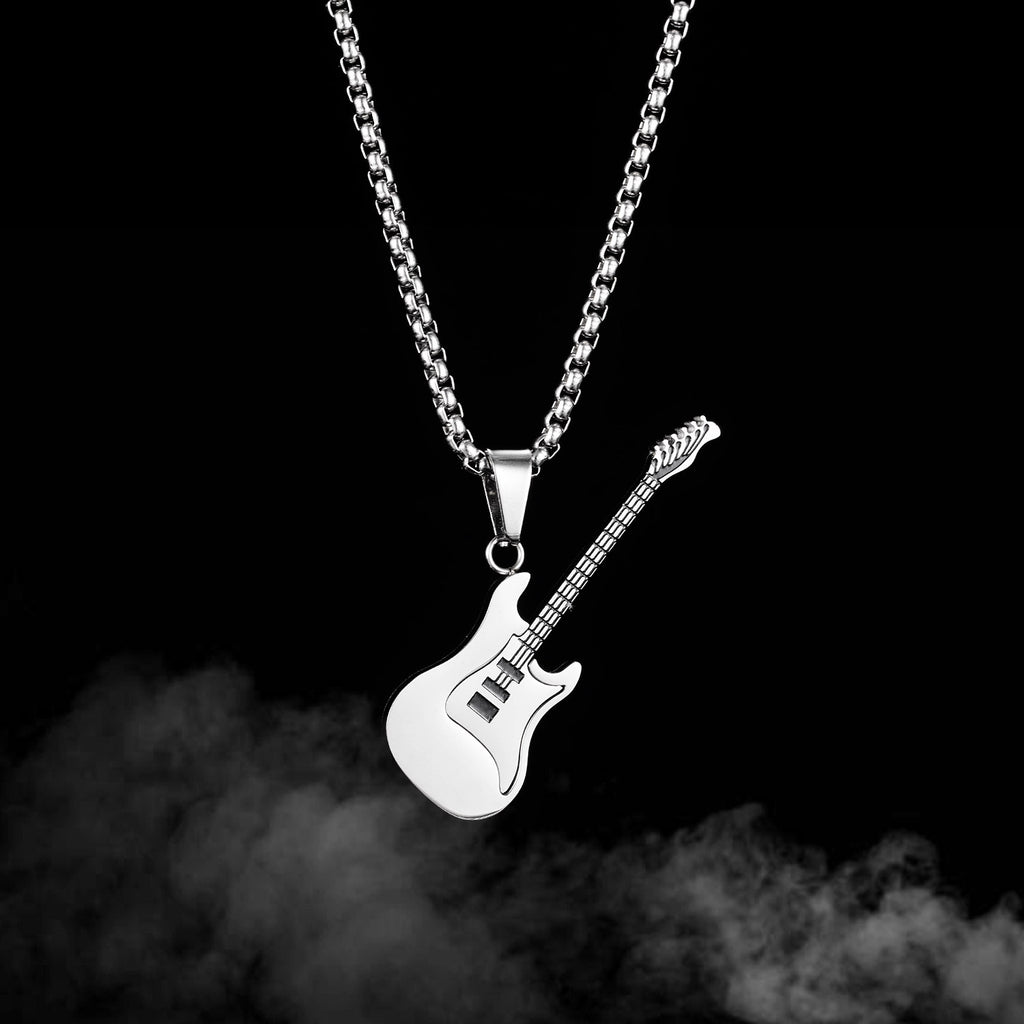Hip Hop Stainless Steel Guitar Pendant Street Classic Fashion Male Titanium Necklace