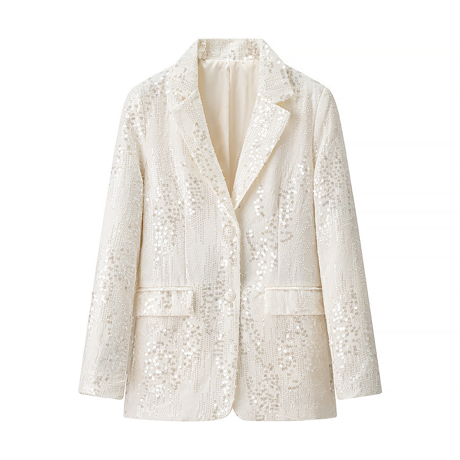 Women's Fashion Temperament Sequined Blazer + Pants Set