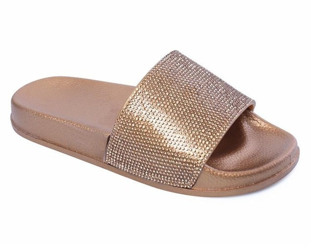 Slippers Flip Flops Summer Slides Women Shoes Crystal Diamond Bling Beach Slides Sandals Casual Shoes Slip On