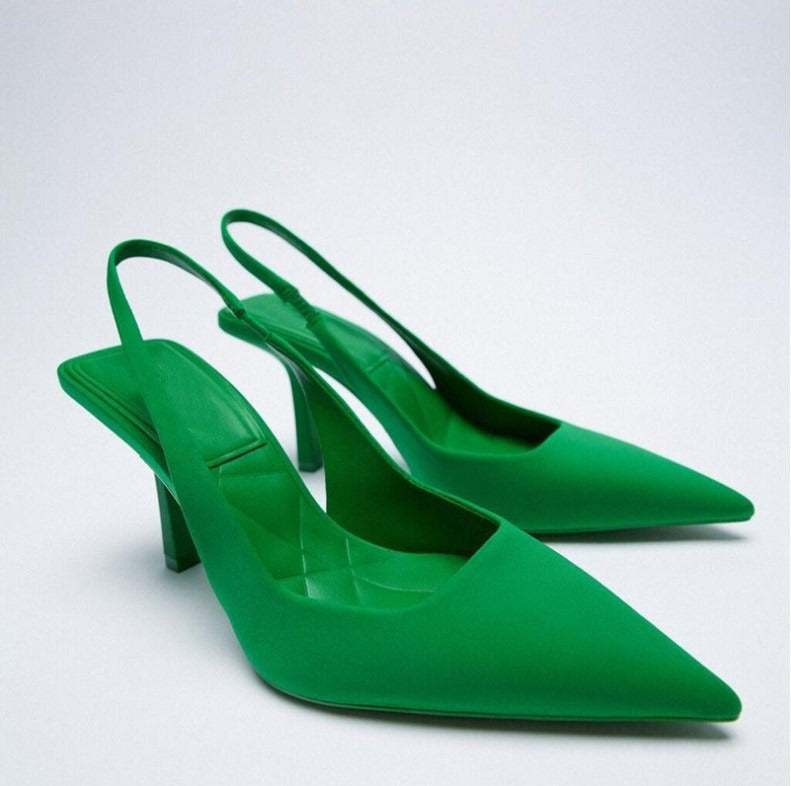 Women Pump Black Red Green Heels Slingback Office Shoes