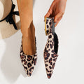 Leopard Chunky Slippers Designer Sandals Summer New Pointed Toe Shoes Brand Slides Dress Beach Flip-flops Women Slippers