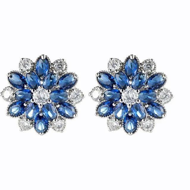 Luxury Rainbow Jewelry Colorful Crystal Zircon Earrings for Women Clip Earrings Without Ear Hole