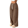 Casual Loose Drawstring Solid Color Pocket Pants for Women