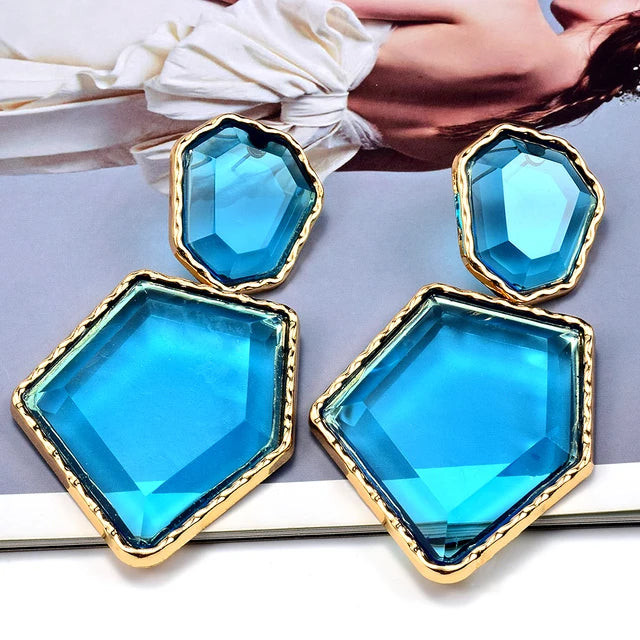 High-Quality Clear Pure Resin Drop Earrings Statement Hot Selling Metal Fashion Jewelry Accessories For Women
