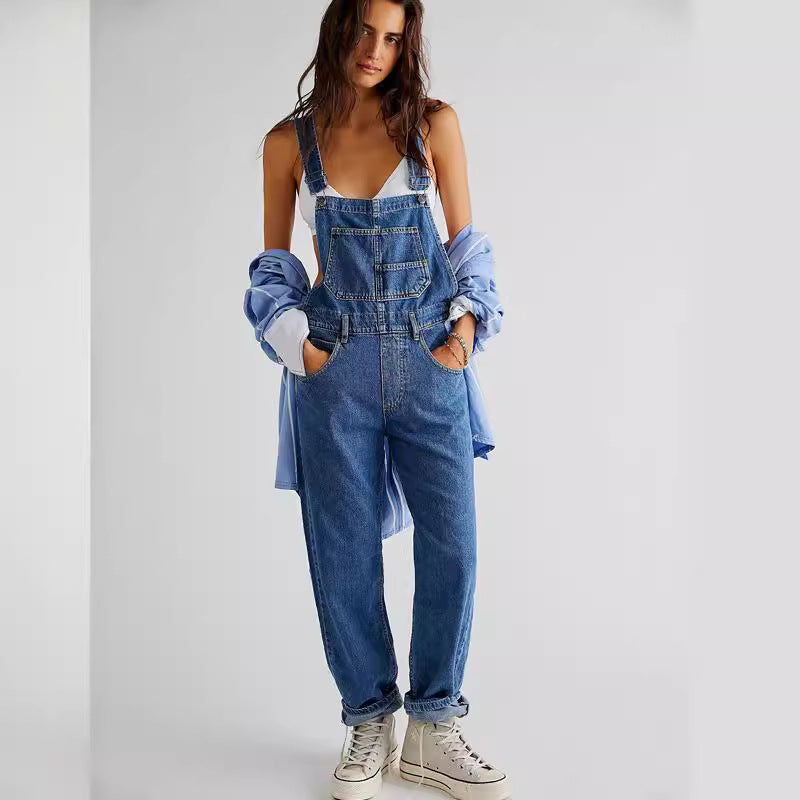 Strap pants denim women