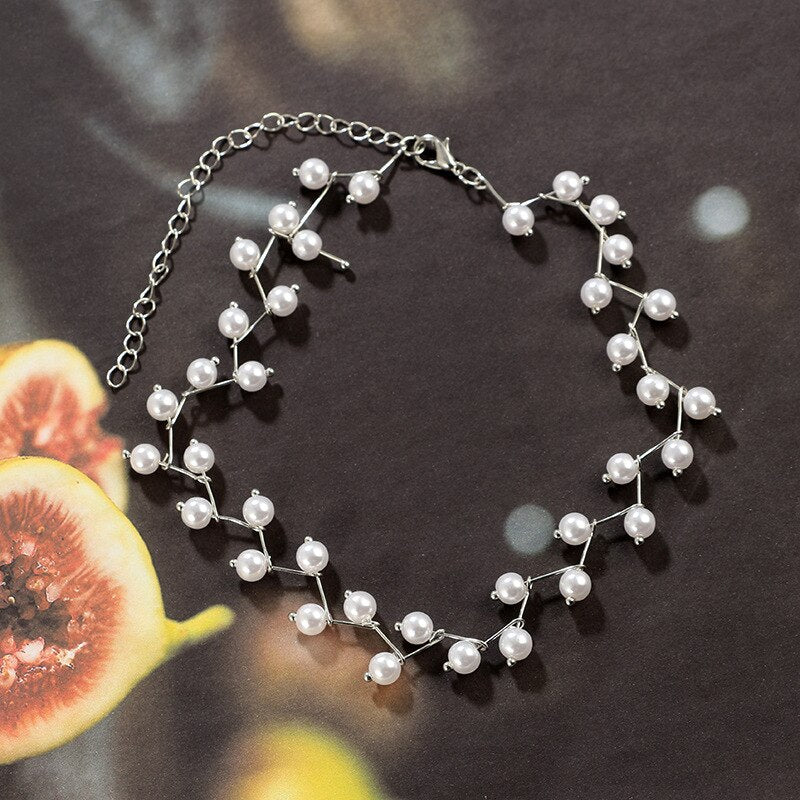 Fashion Women Necklace Choker Pearl Necklace Statement Ladies Collares Gold Color Alloy Jewelry Birthday Gift