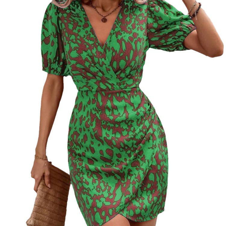 Waist collection printed dress for women