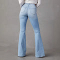 High Waist Ripped Denim Pants Women Streetwear Flare Jeans Long Pants