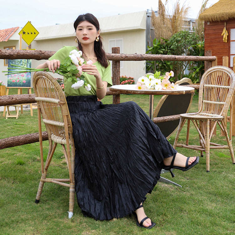 High waist slimming pleated skirt for women