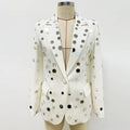 Luxury Sequined Beading Women Clothing New Arrivals One Button White Blazer Mujer Jacket