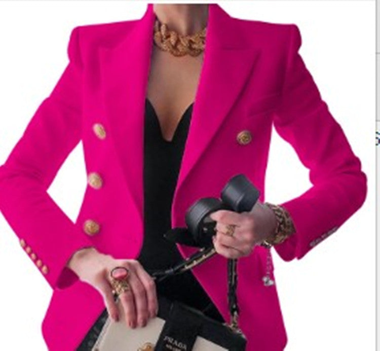 Fashionable Casual Solid Color Blazer Short Jacket for Women