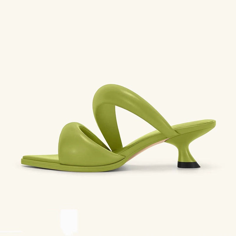 Women Comfortable Thick Strip Design Sandals Thin High Heel Slippers Banquet Party Wedding Shoes