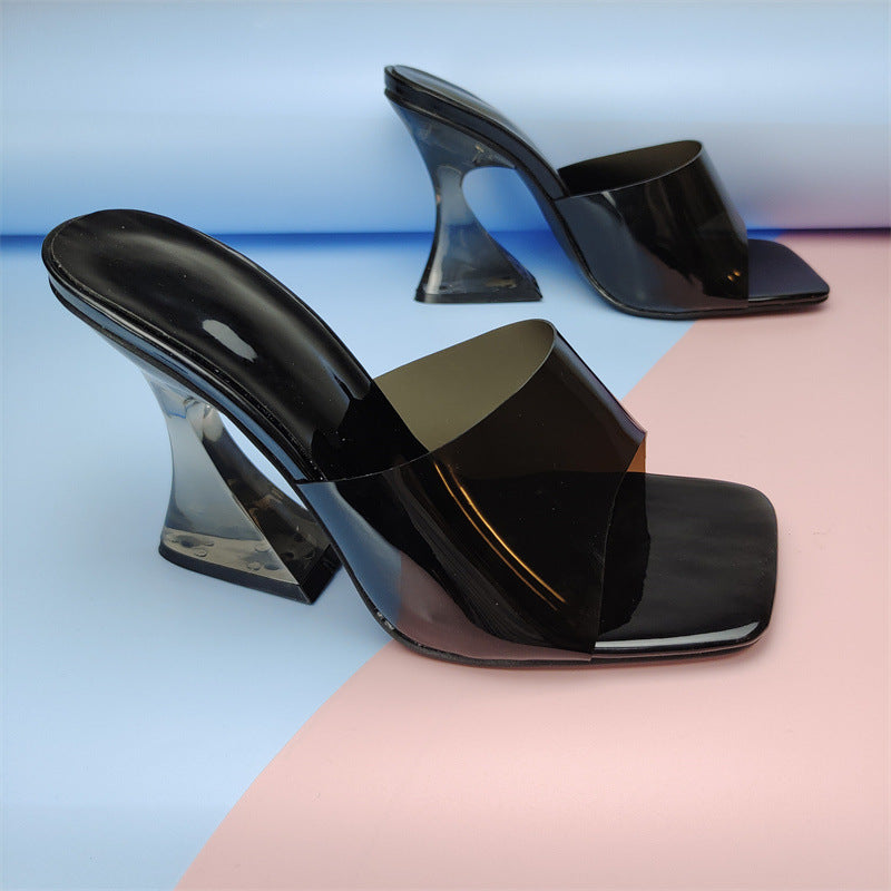 Fashion Color Crystal Heel Sandals Women Ladies Shoes Transparent Heel Color PVC Sandals