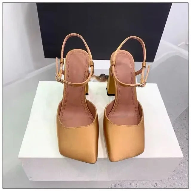 Rhinestone Thick High Heels and Toe Sandals for Women, Retro Mary Jane Single Shoes, Fashionable and Sexy, European and American