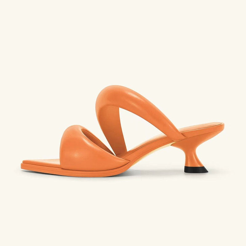 Women Comfortable Thick Strip Design Sandals Thin High Heel Slippers Banquet Party Wedding Shoes
