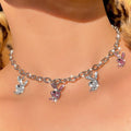 New Ins Hip-hop Stainless Steel Necklaces Twist Clavicle Chain Rhinestone Rabbit Necklace Choker For Women Fashion Jewelry